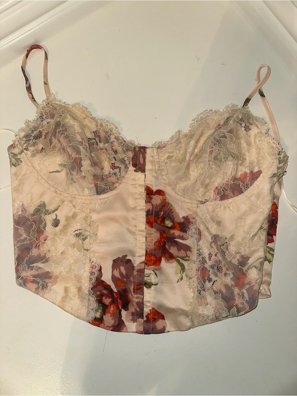 Bailey Rose Floral Lace Bustier Crop Top - Blush Pink